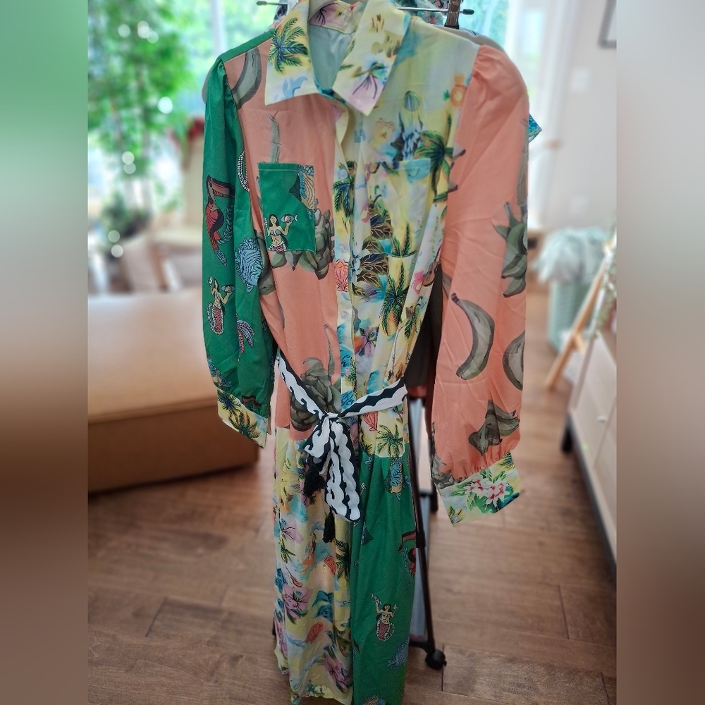 Multicolor Long Sleeve Dress